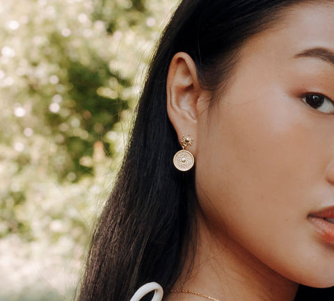 Gold Sun Disc Earrings