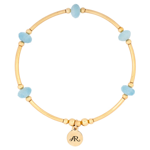 Golden Aurora Tube and Aquamarine Bracelet