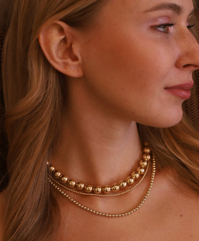 Gold Classics Statement 10mm Gold Bead Necklace