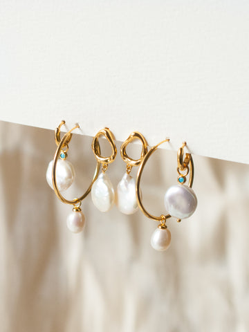 Pearl Charm Hoops