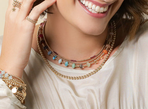 Dainty Garnet and gold Necklace