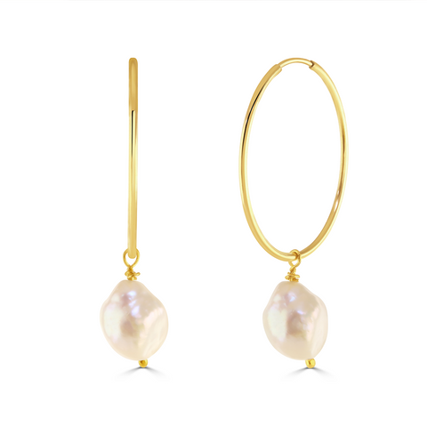 Baroque Pearl Drop Hoops